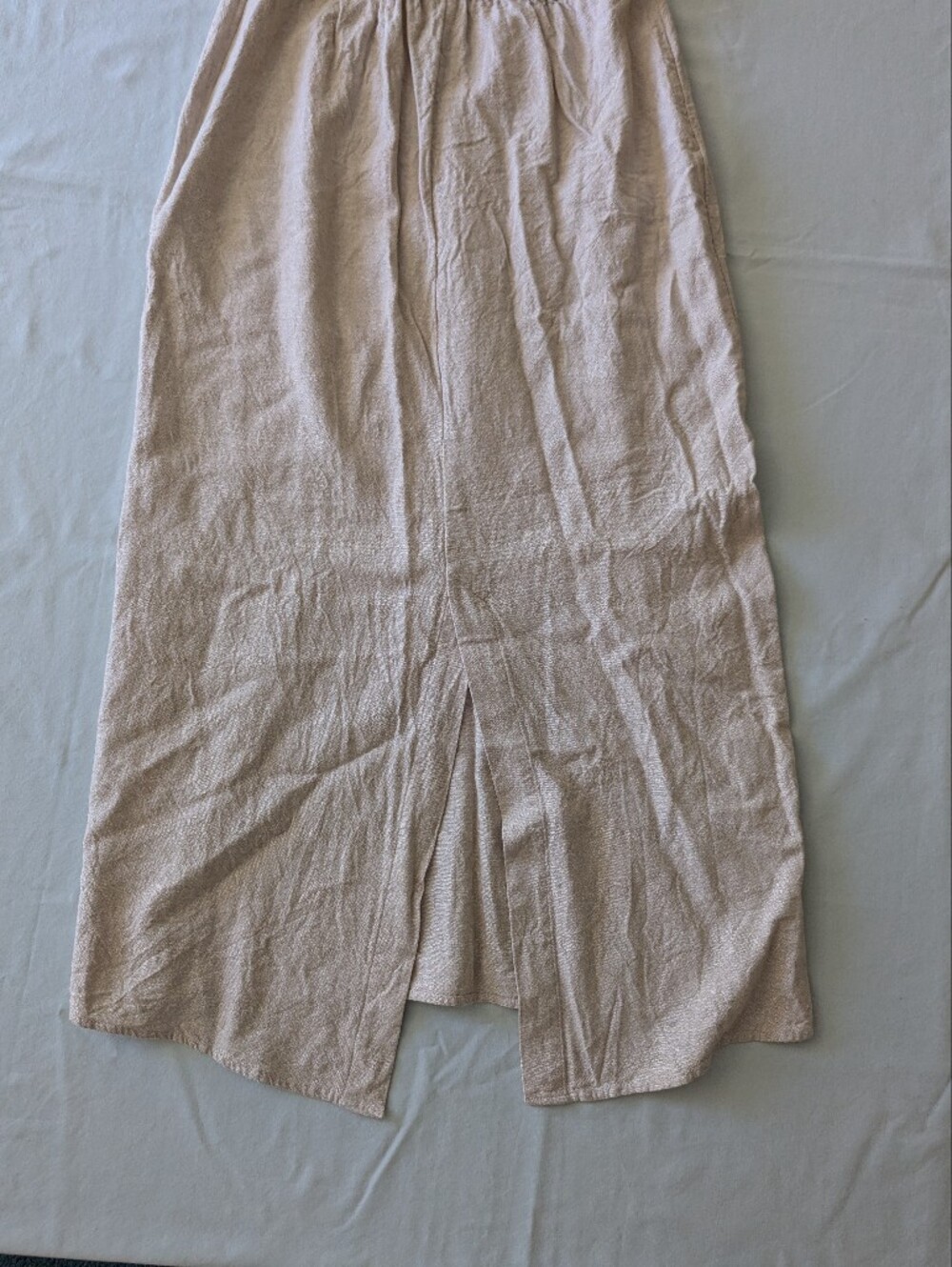 Two-piece Natural Linen Blend Maxi Skirt And Square Neck Top Set - Picture 14 of 16